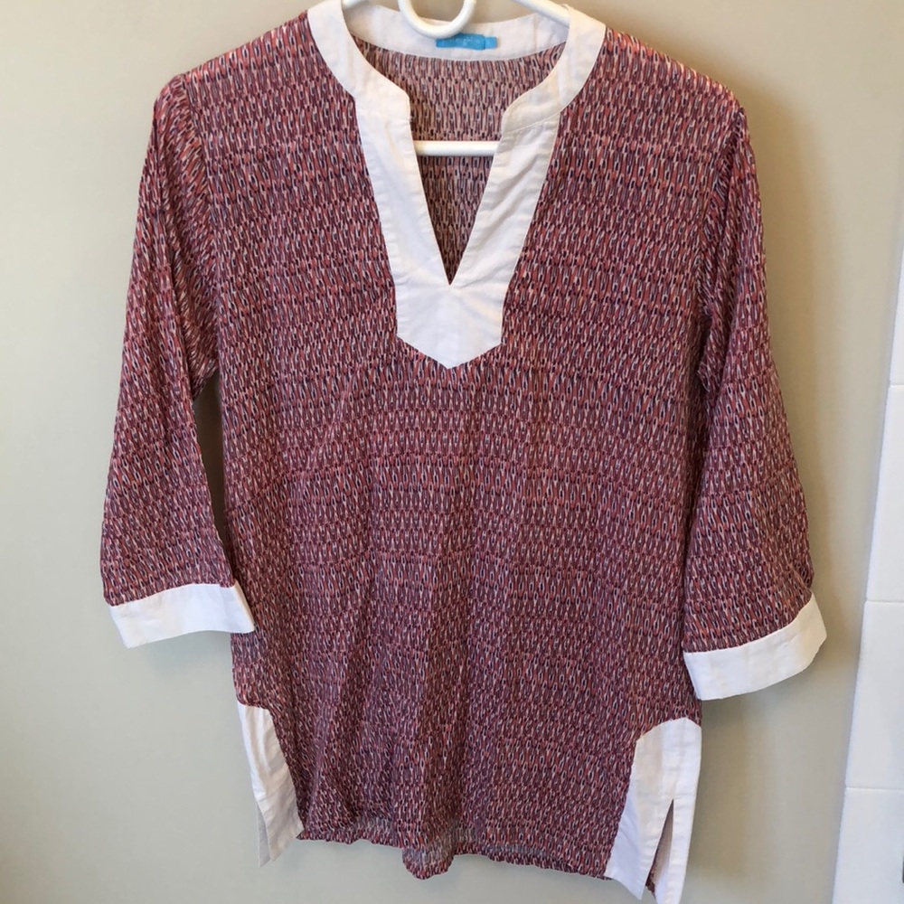 J McLaughlin Pink and Navy 3/4 Tunic